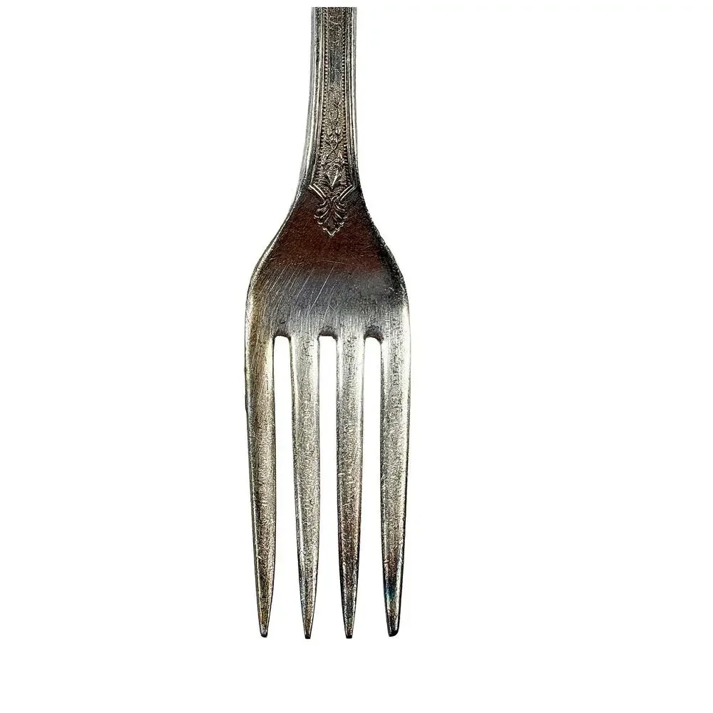 1847 Rogers Bros Ancestral Antique Viande Grille Forks Set of 4 Silverplate
